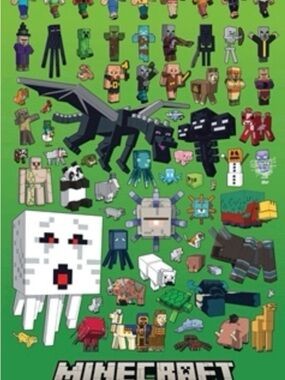 Minecraft Character Collage Poster - Aprox Size 24x36 Inches